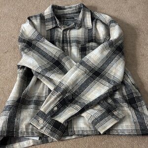 Brooklyn Cloth Black and Cream Plaid Shirt Jacket